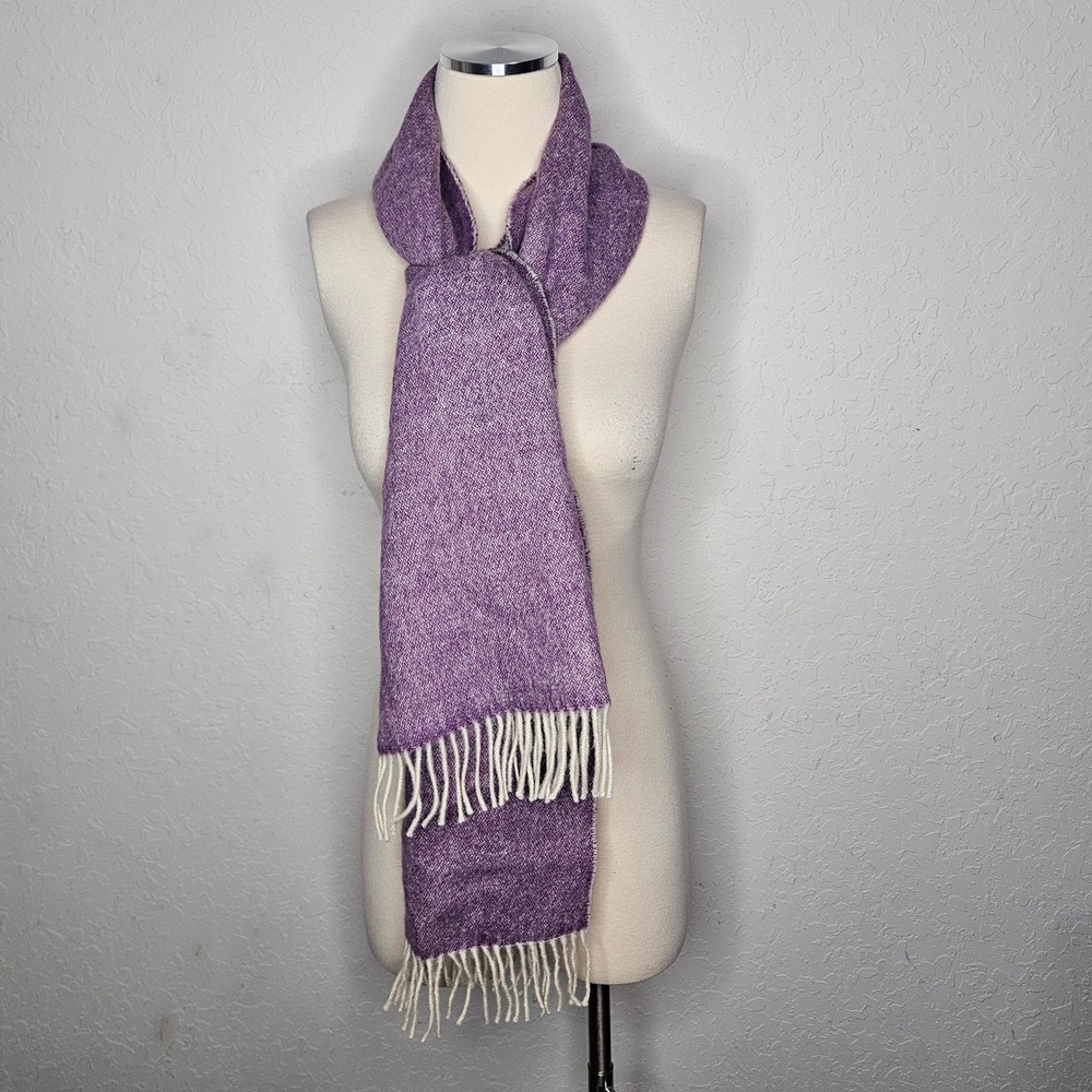 Conrad Bonet 100% Baby Alpaca Scarf Purple Heathered Hand Finished Made in Peru